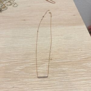 Delicate Gold Bar Necklace with diamonds - Women Jewelry